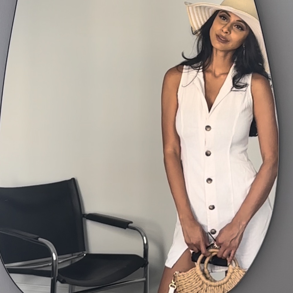 Cream button down collared dress